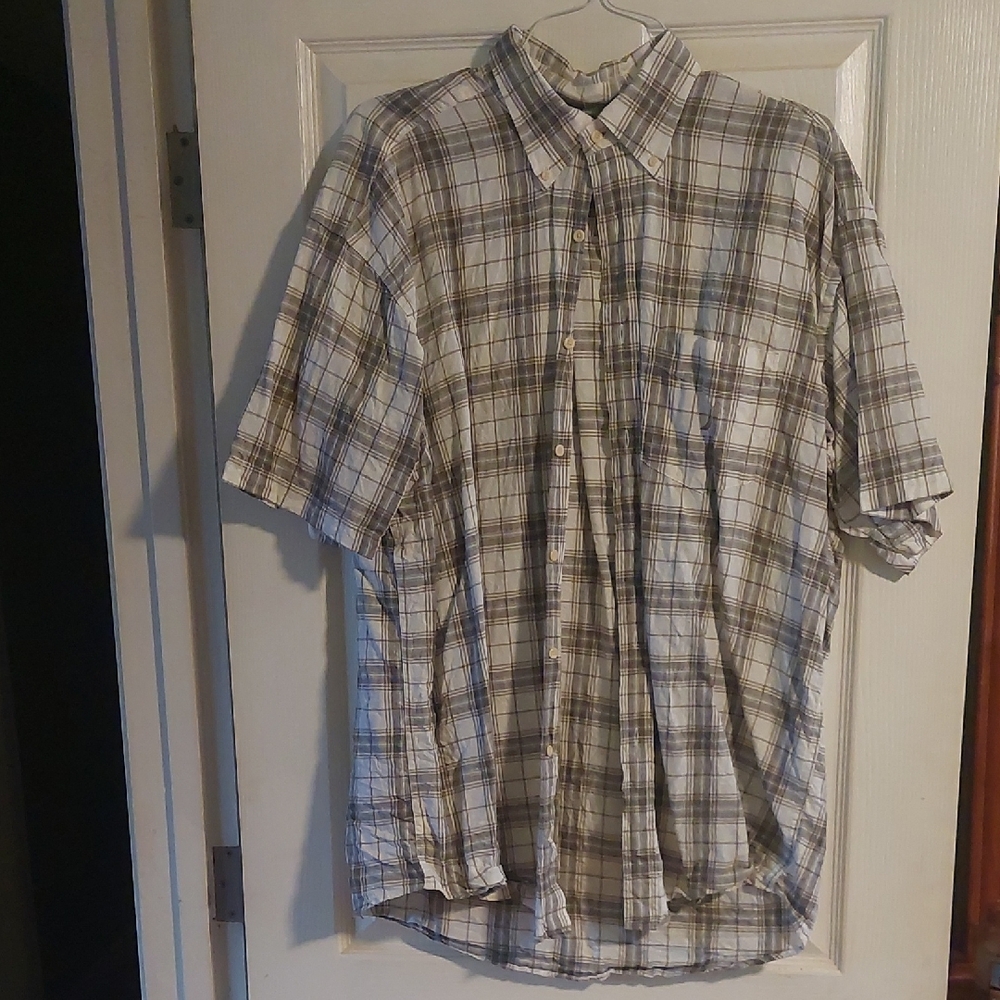 Nautica Men's Beige Plaid Button Down Shirt
